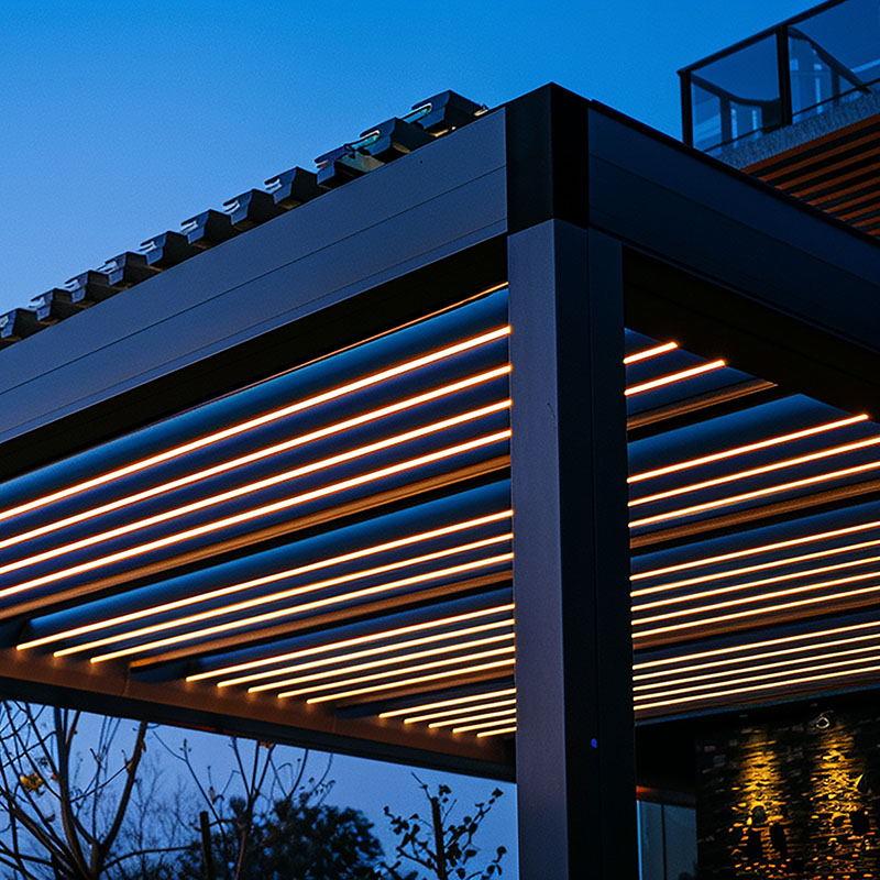 beleuchtete Terrassenüberdachung